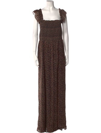 Mikael Aghal Floral Print Square Neckline Jumpsuit