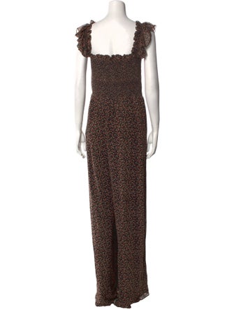 Mikael Aghal Floral Print Square Neckline Jumpsuit