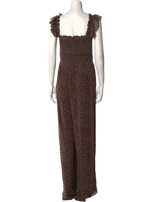 Mikael Aghal Floral Print Square Neckline Jumpsuit