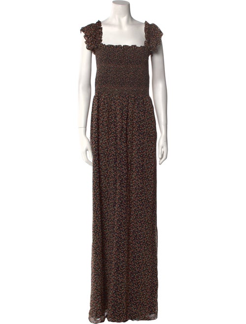 Mikael Aghal Floral Print Square Neckline Jumpsuit