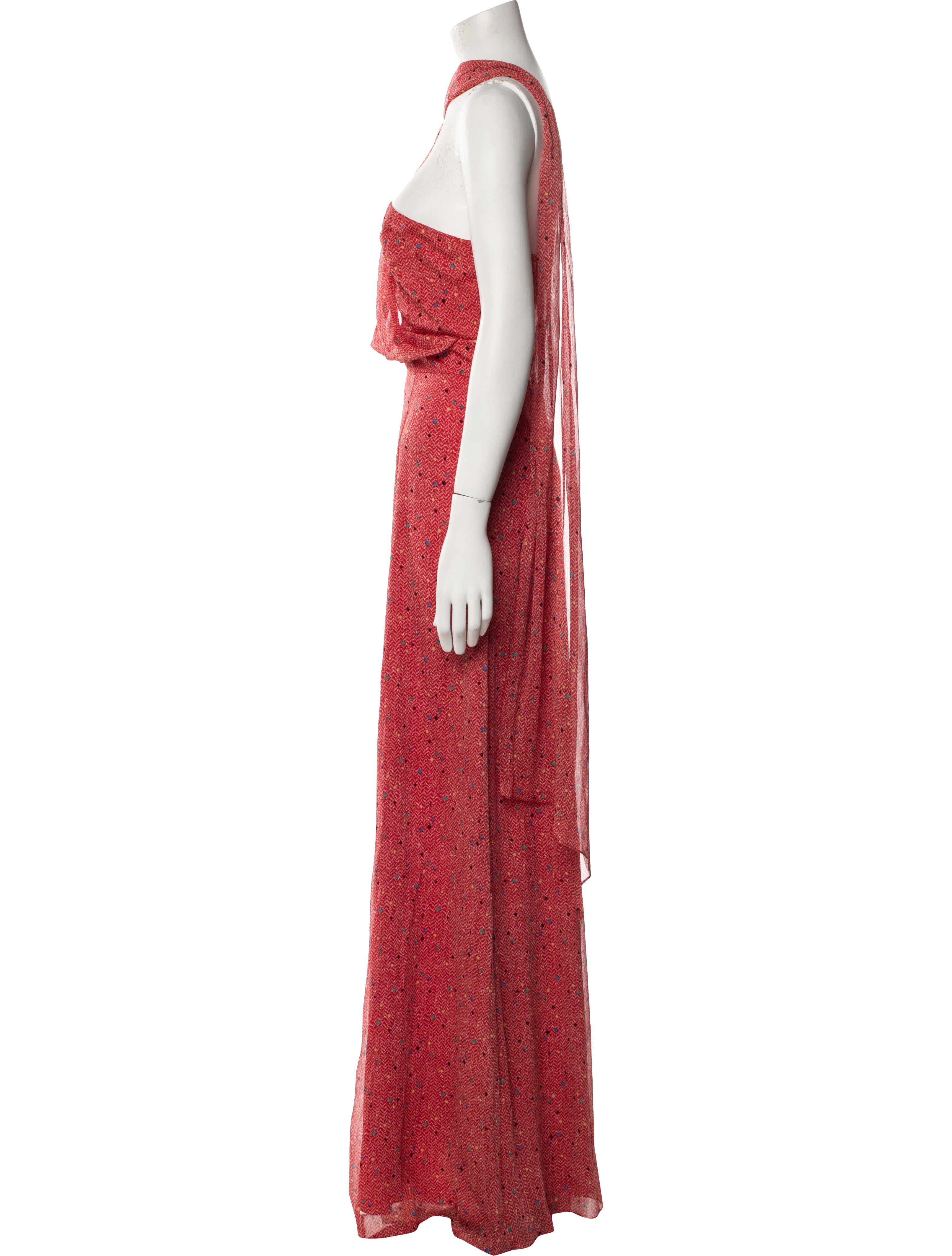 Mikael Aghal Printed Long Dress w/ Tags