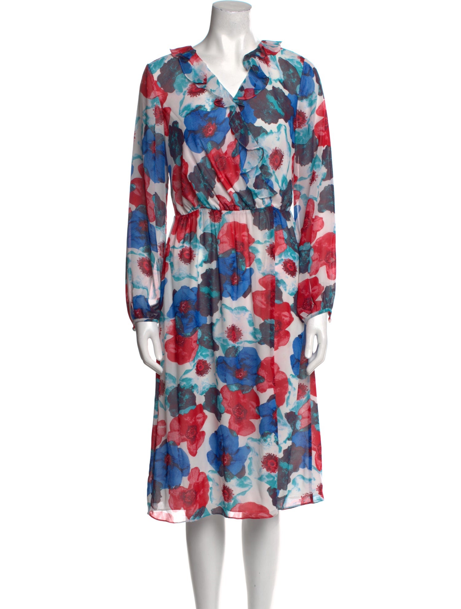 Mikael Aghal Floral Print Midi Length Dress