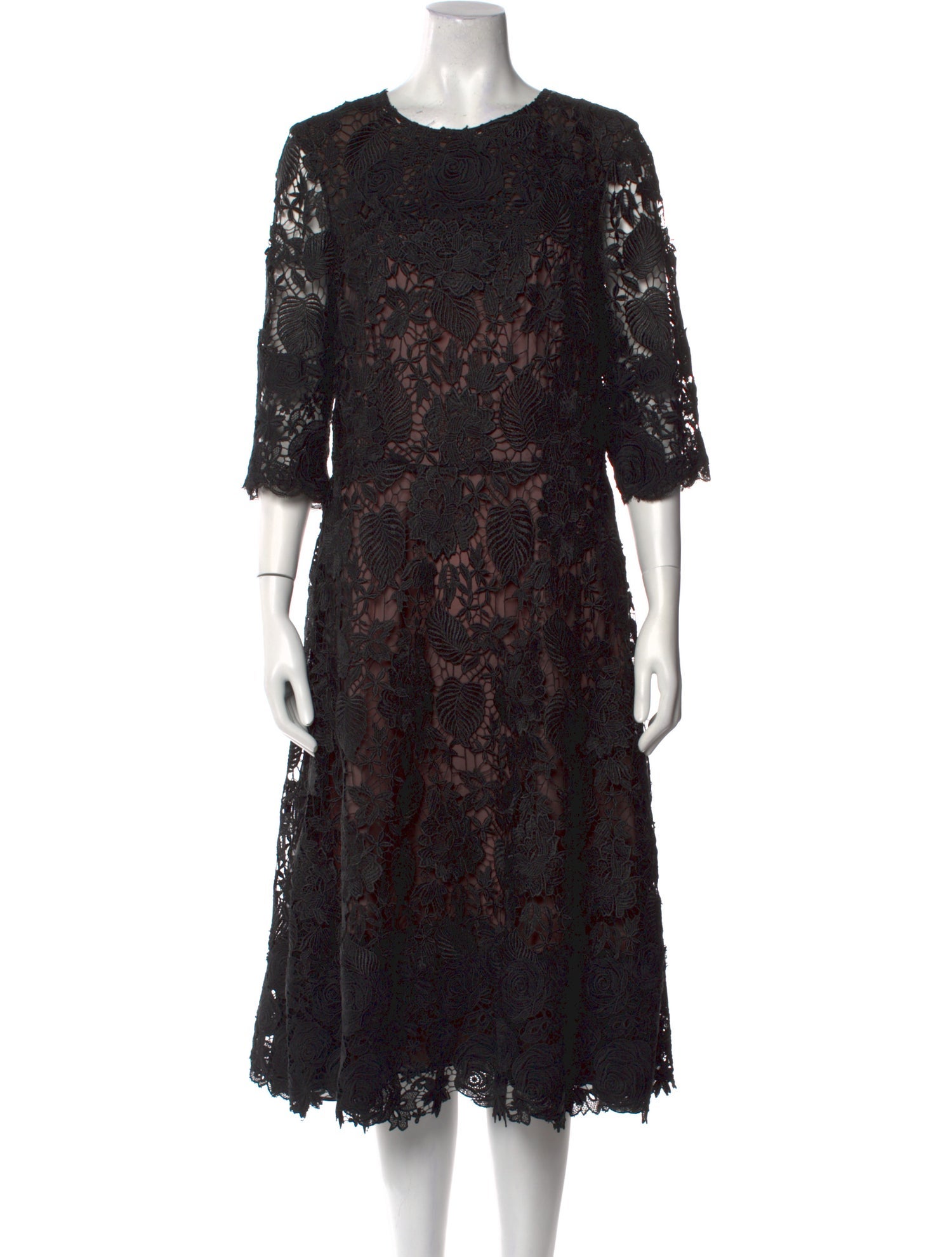 Mikael Aghal Lace Pattern Midi Length Dress