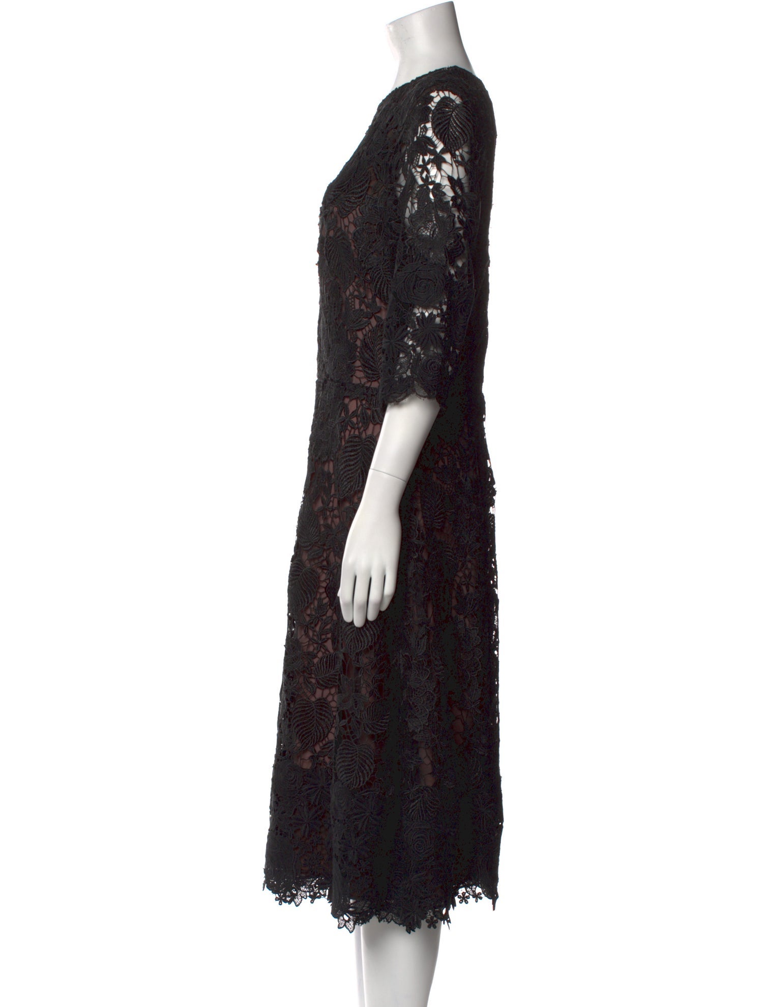 Mikael Aghal Lace Pattern Midi Length Dress