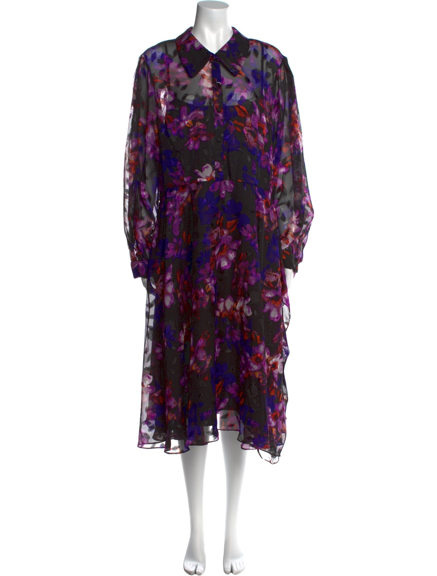Mikael Aghal Floral Print Midi Length Dress