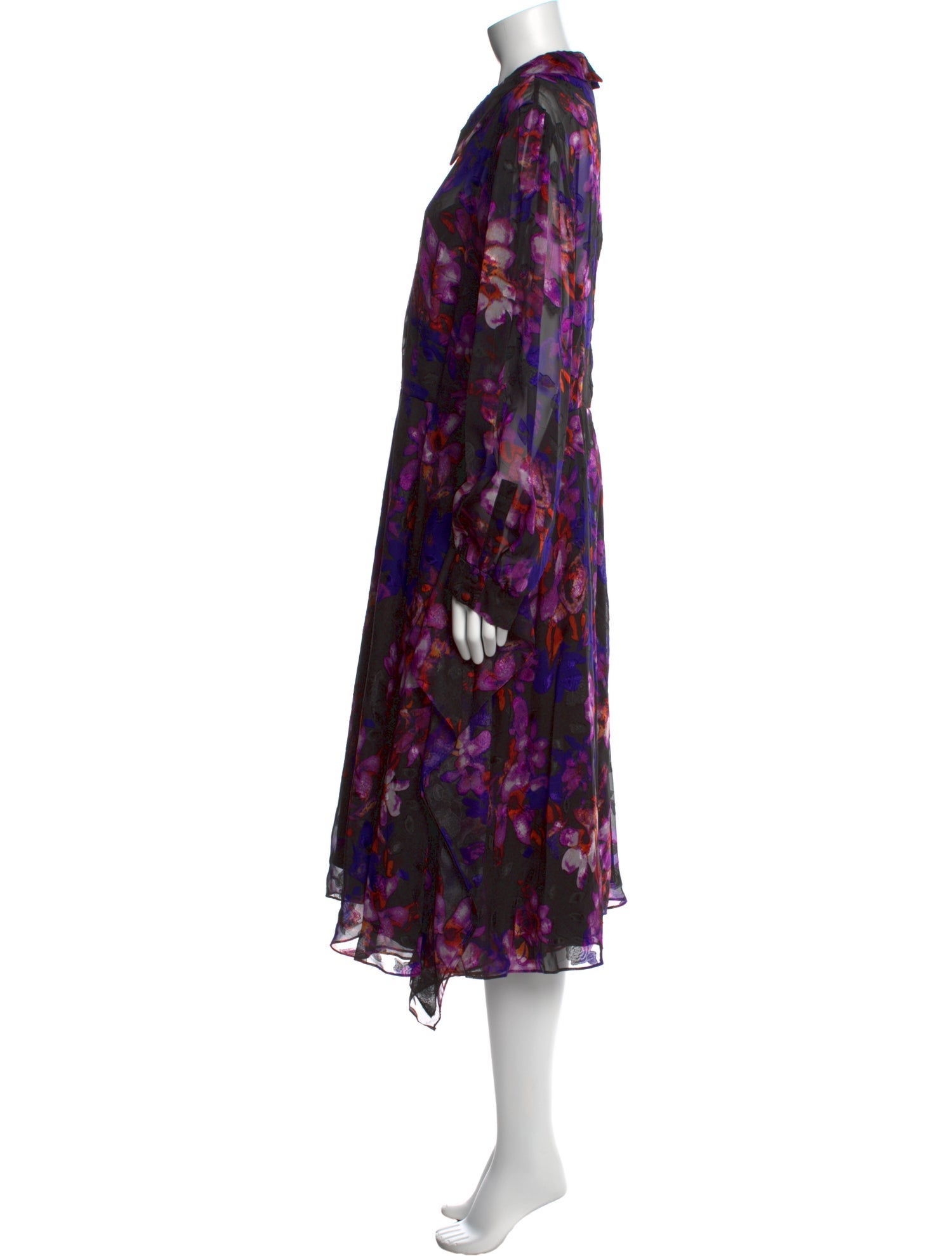 Mikael Aghal Floral Print Midi Length Dress