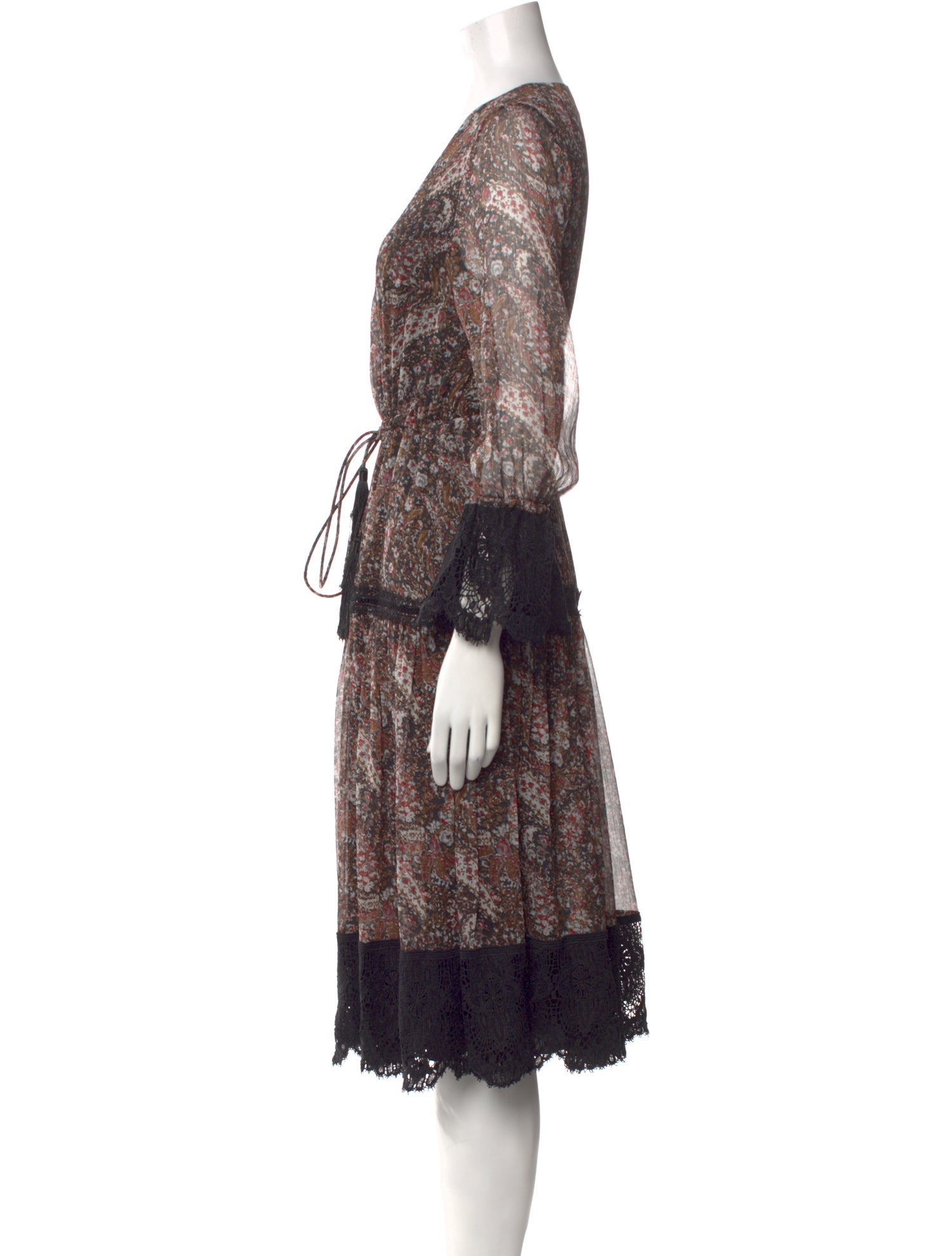 Mikael Aghal Floral Print Midi Length Dress