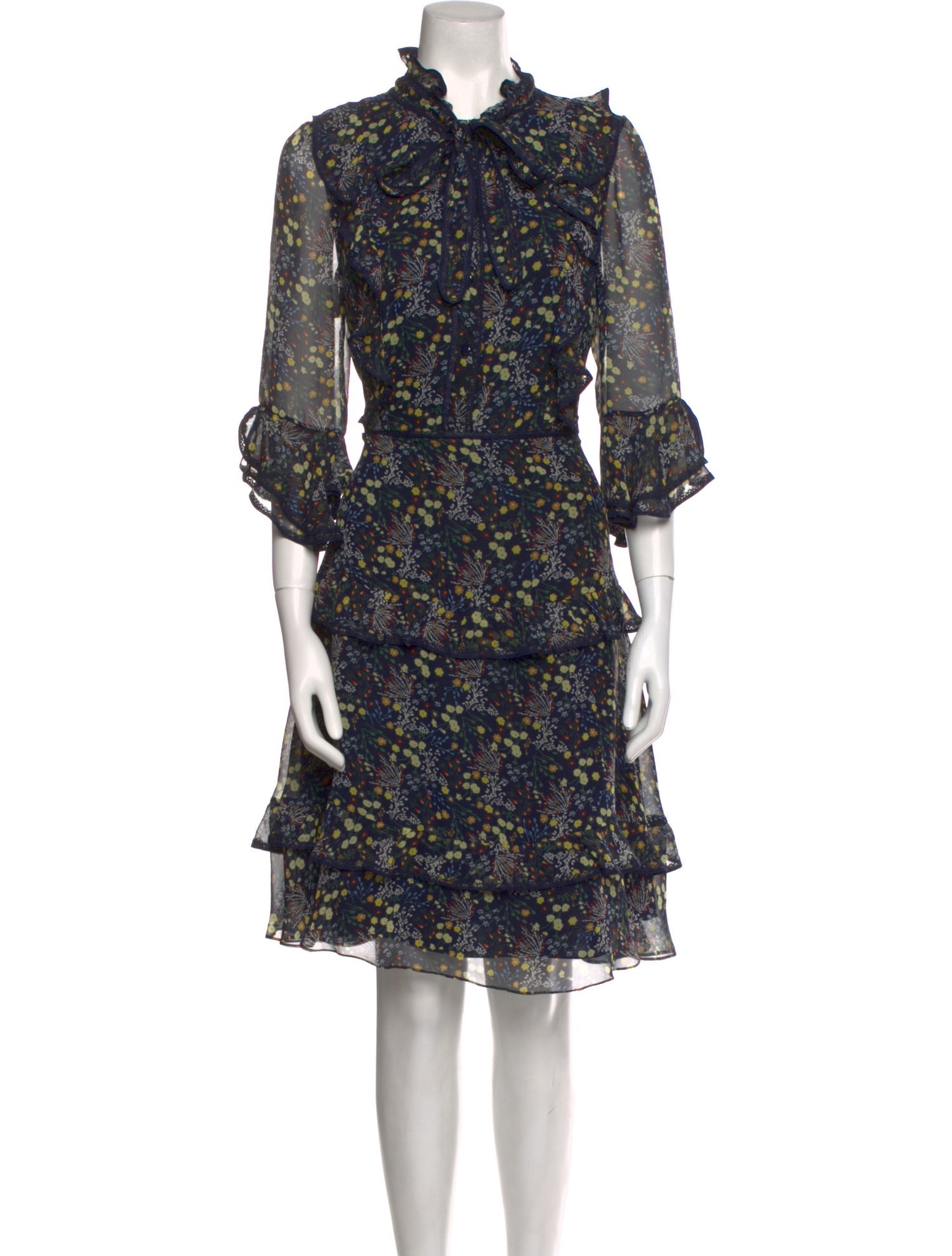 Mikael Aghal Floral Print Knee-Length Dress