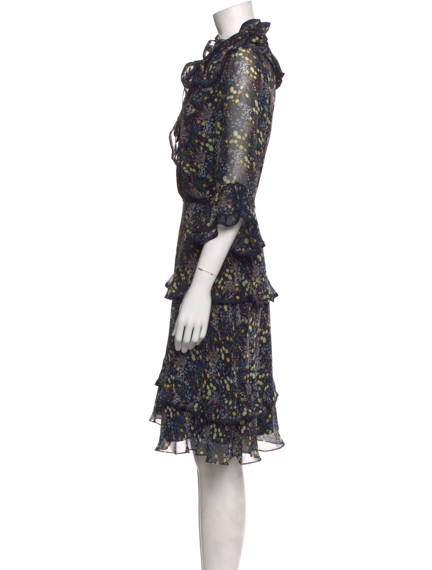 Mikael Aghal Floral Print Knee-Length Dress