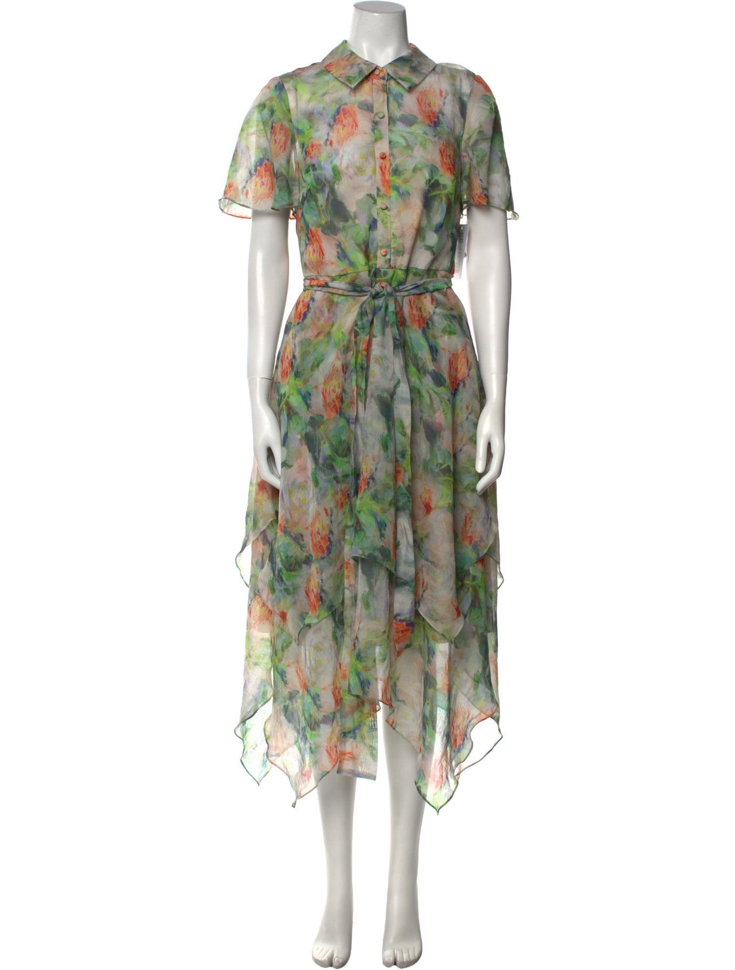 Mikael Aghal Floral Print Midi Length Dress w/ Tags