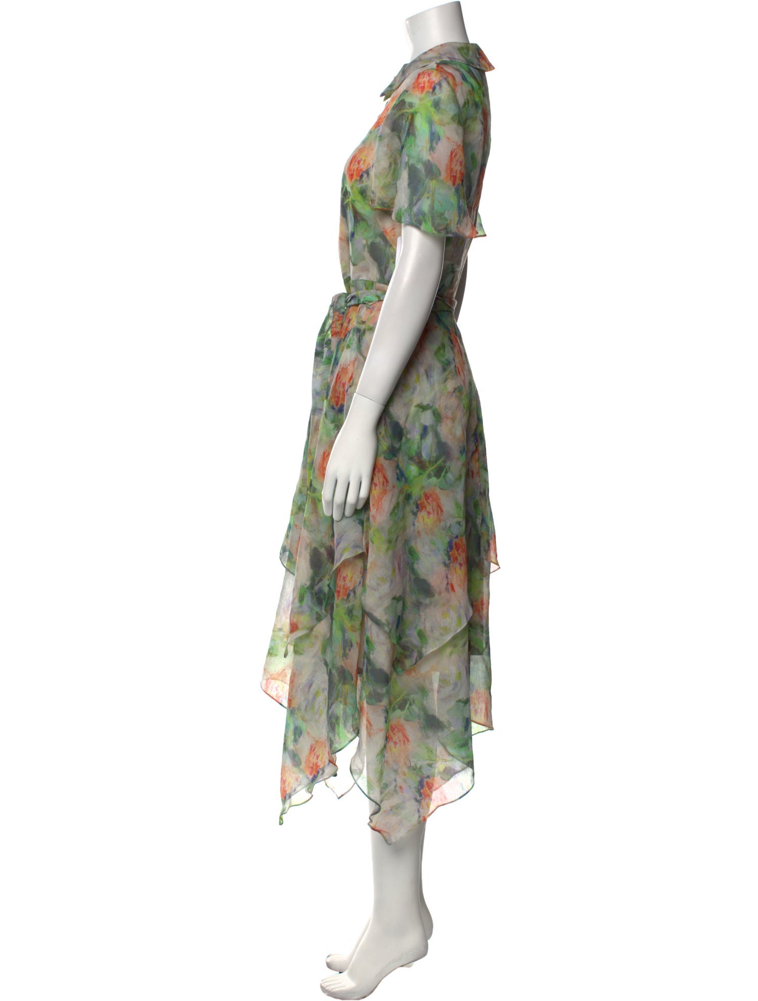 Mikael Aghal Floral Print Midi Length Dress w/ Tags