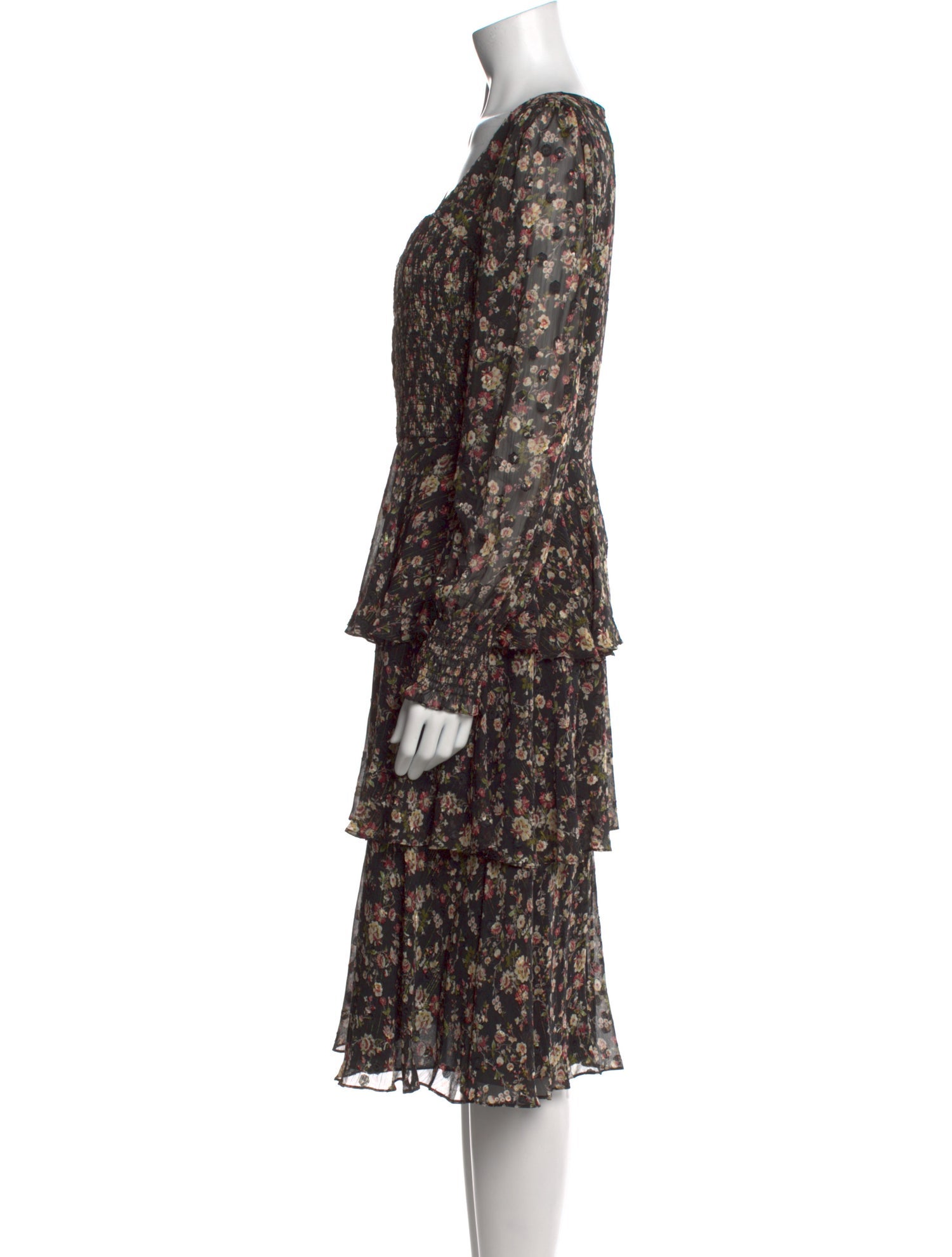 Mikael Aghal Floral Print Midi Length Dress w/ Tags