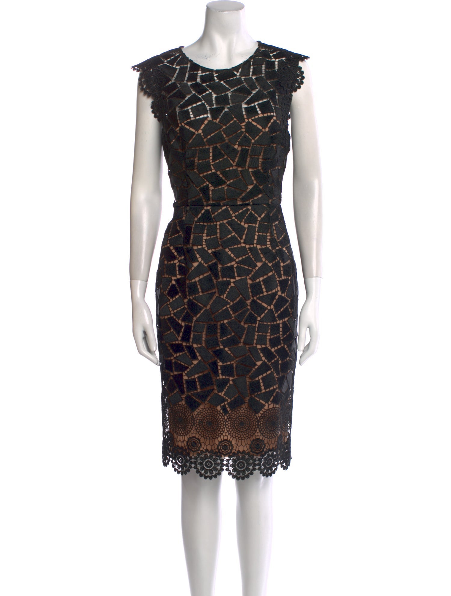 Mikael Aghal Lace Pattern Knee-Length Dress w/ Tags
