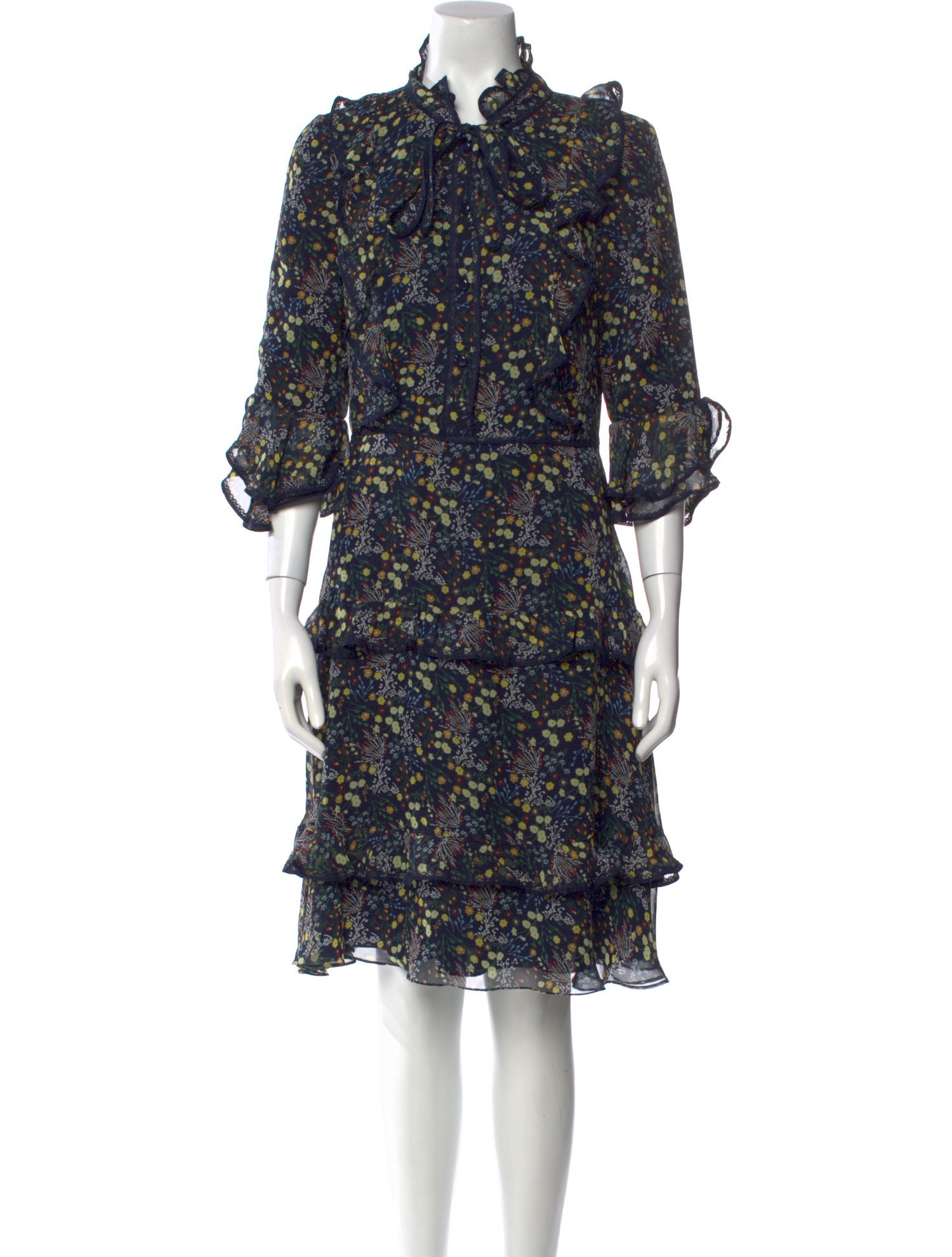 Mikael Aghal Floral Print Knee-Length Dress