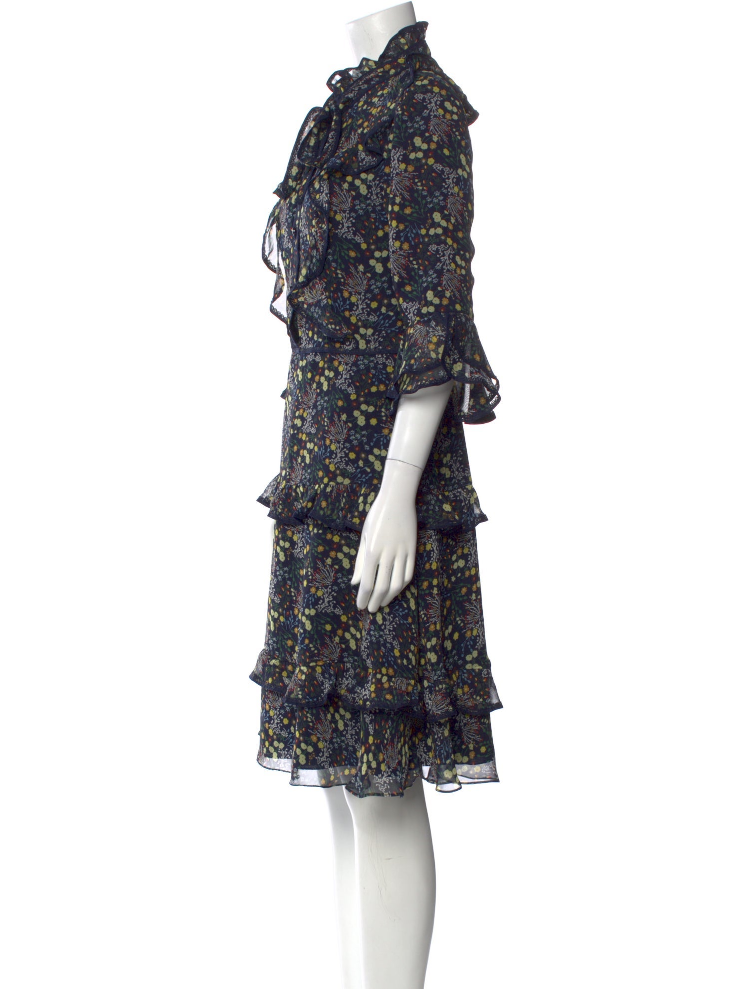 Mikael Aghal Floral Print Knee-Length Dress