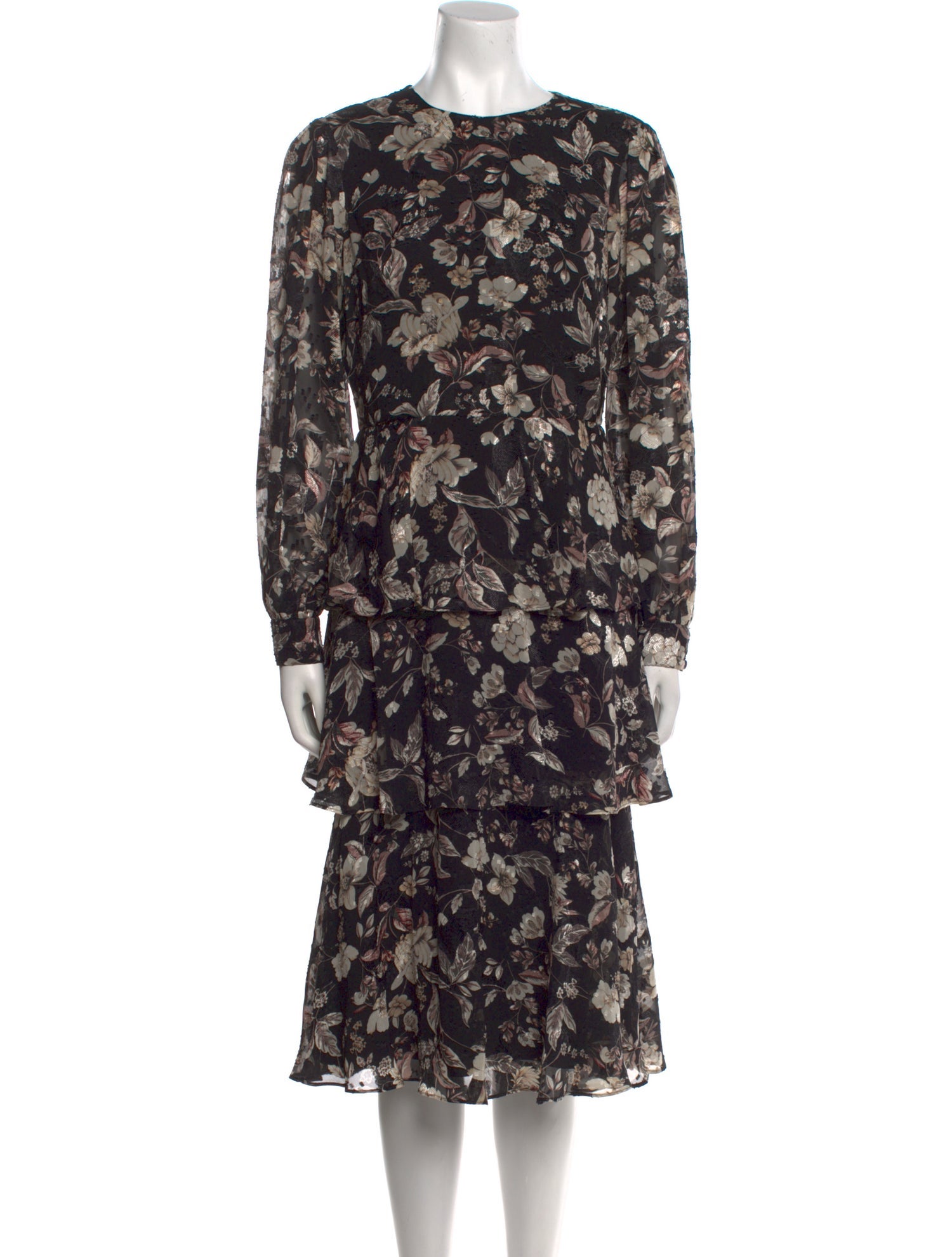 Mikael Aghal Floral Print Midi Length Dress