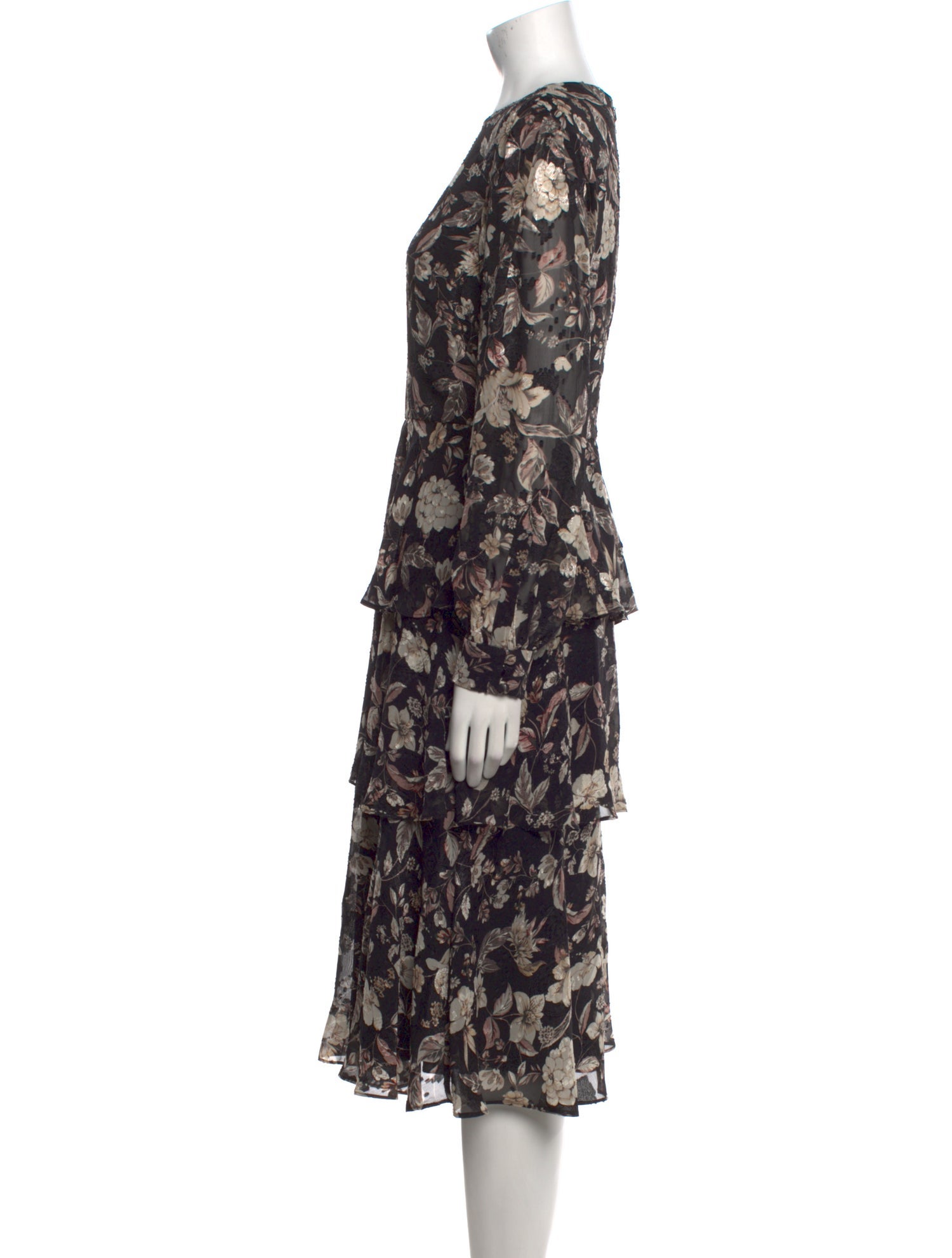 Mikael Aghal Floral Print Midi Length Dress