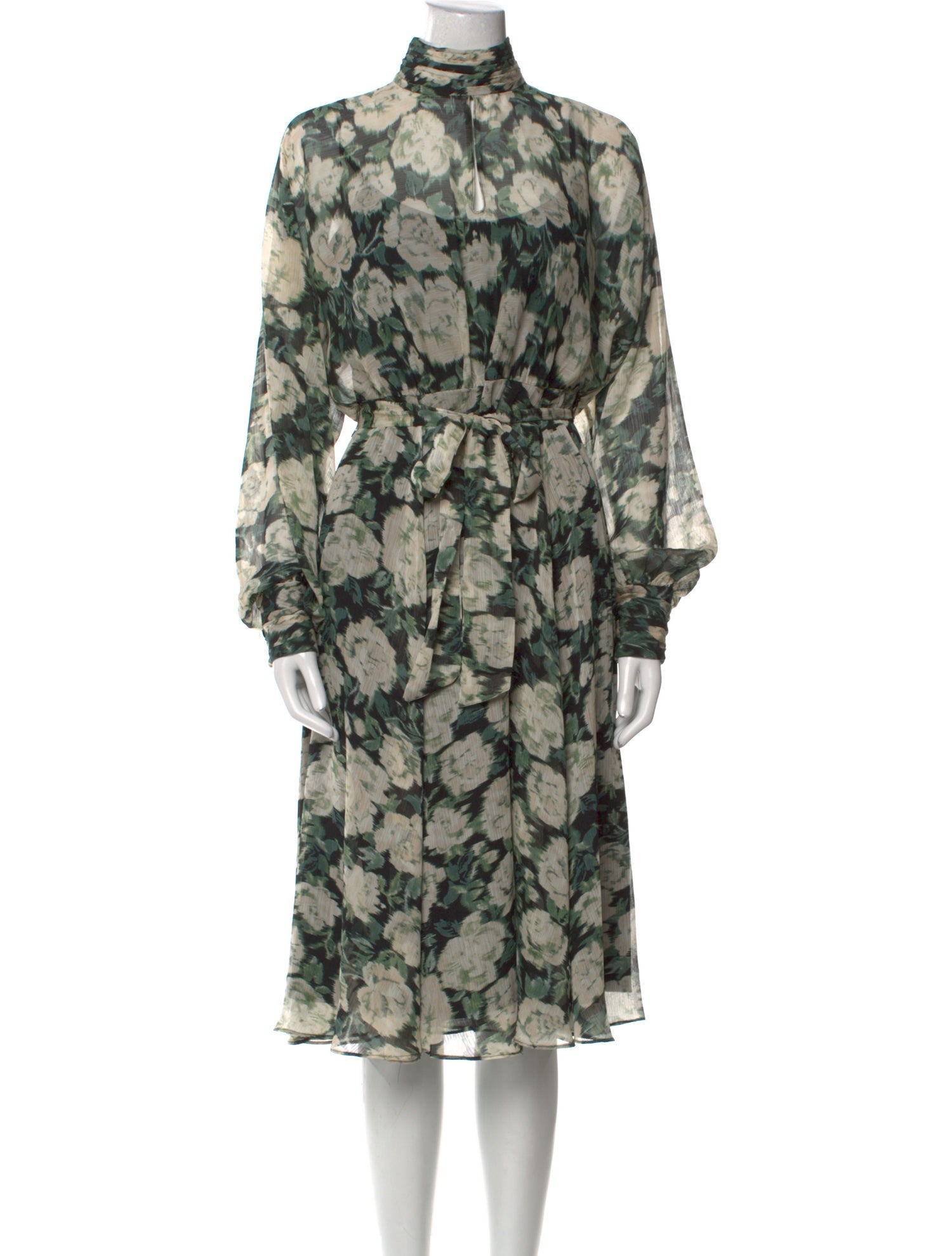 Mikael Aghal Floral Print Midi Length Dress