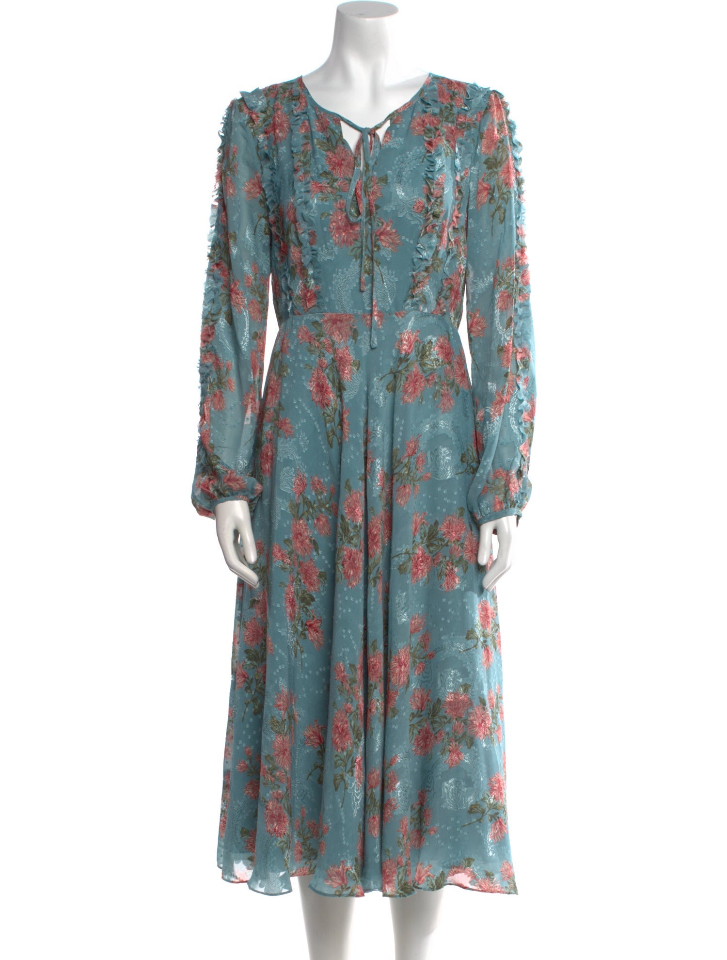 Mikael Aghal Floral Print Midi Length Dress