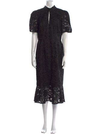 Mikael Aghal Lace Pattern Midi Length Dress