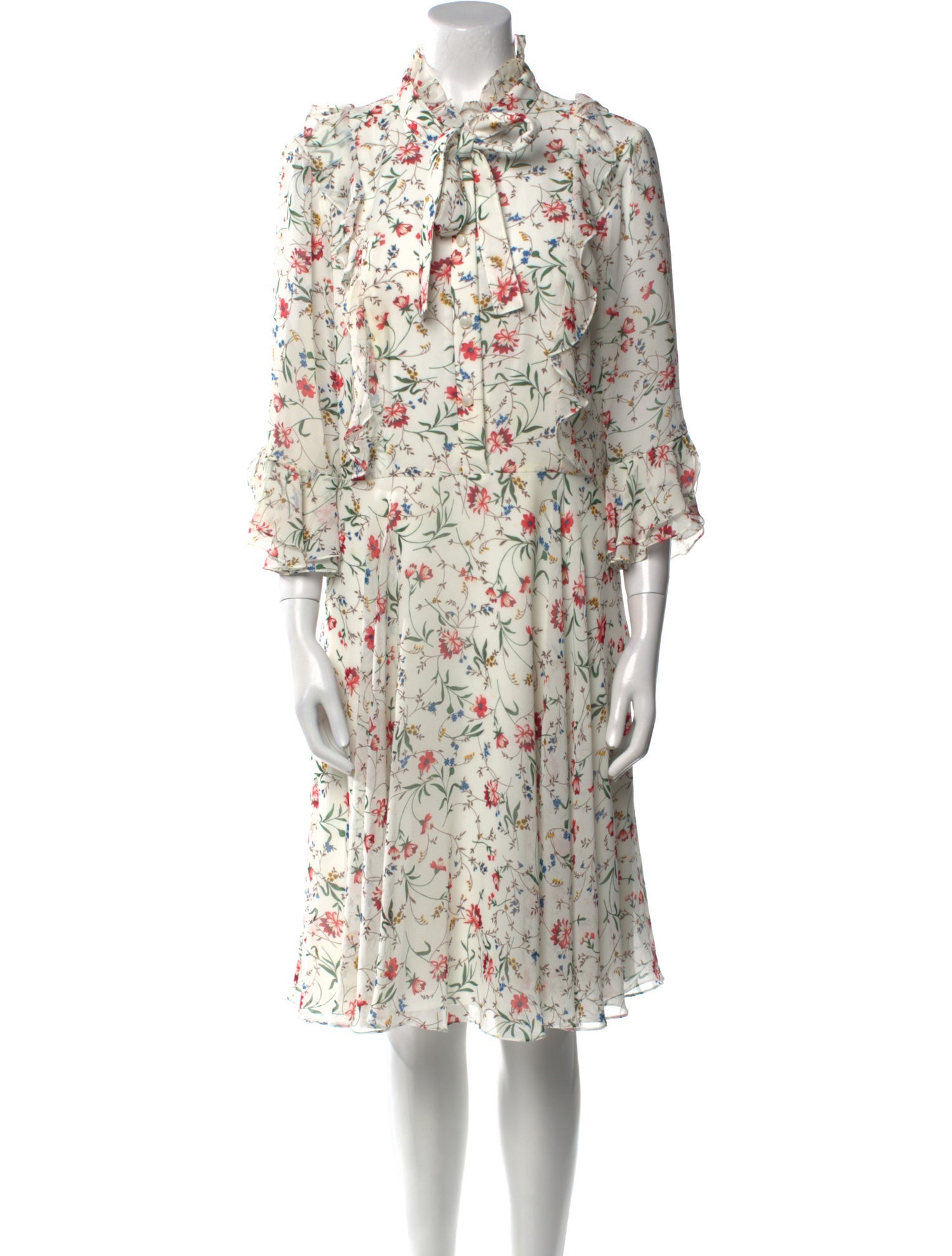 Mikael Aghal Floral Print Knee-Length Dress