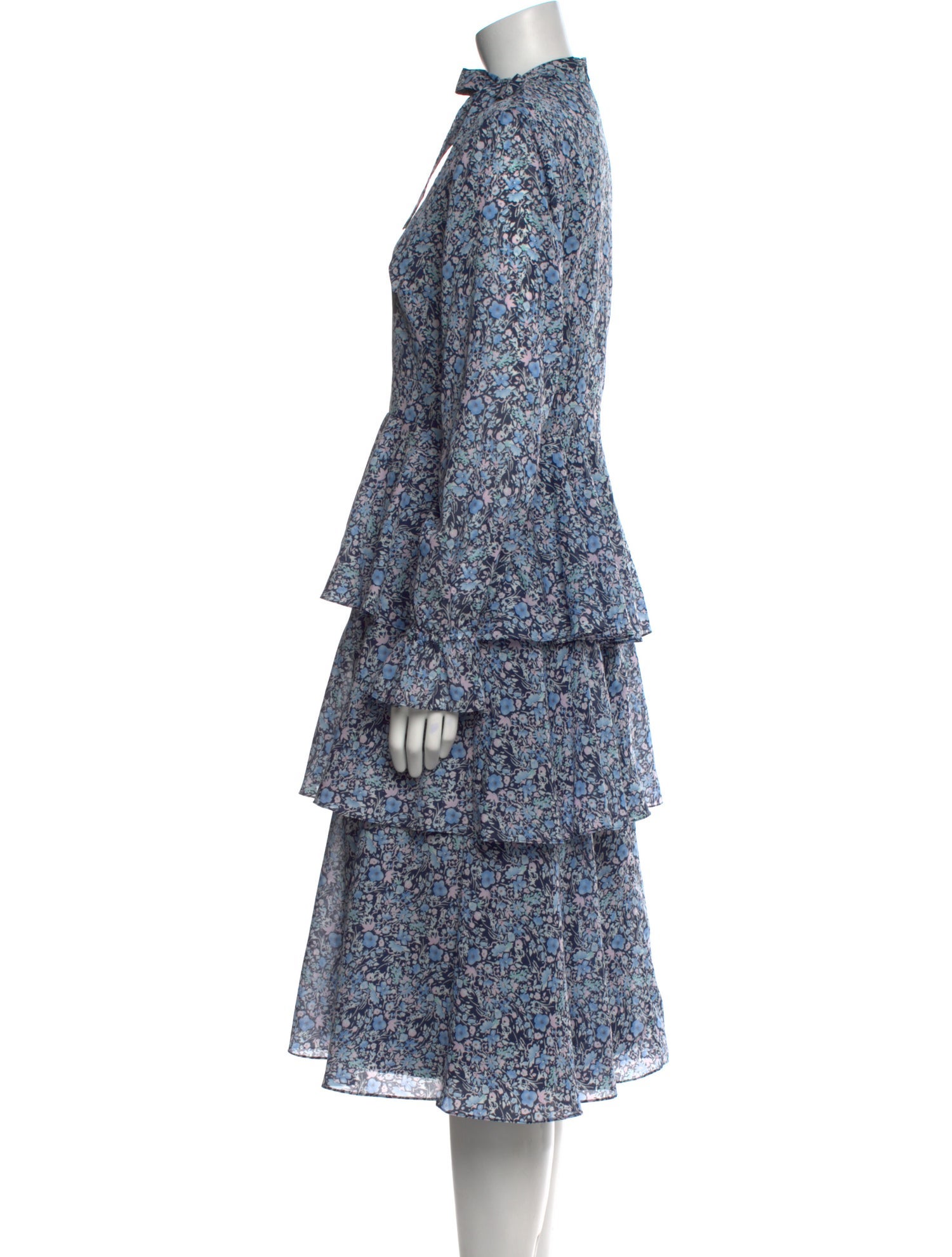 Mikael Aghal Floral Print Midi Length Dress