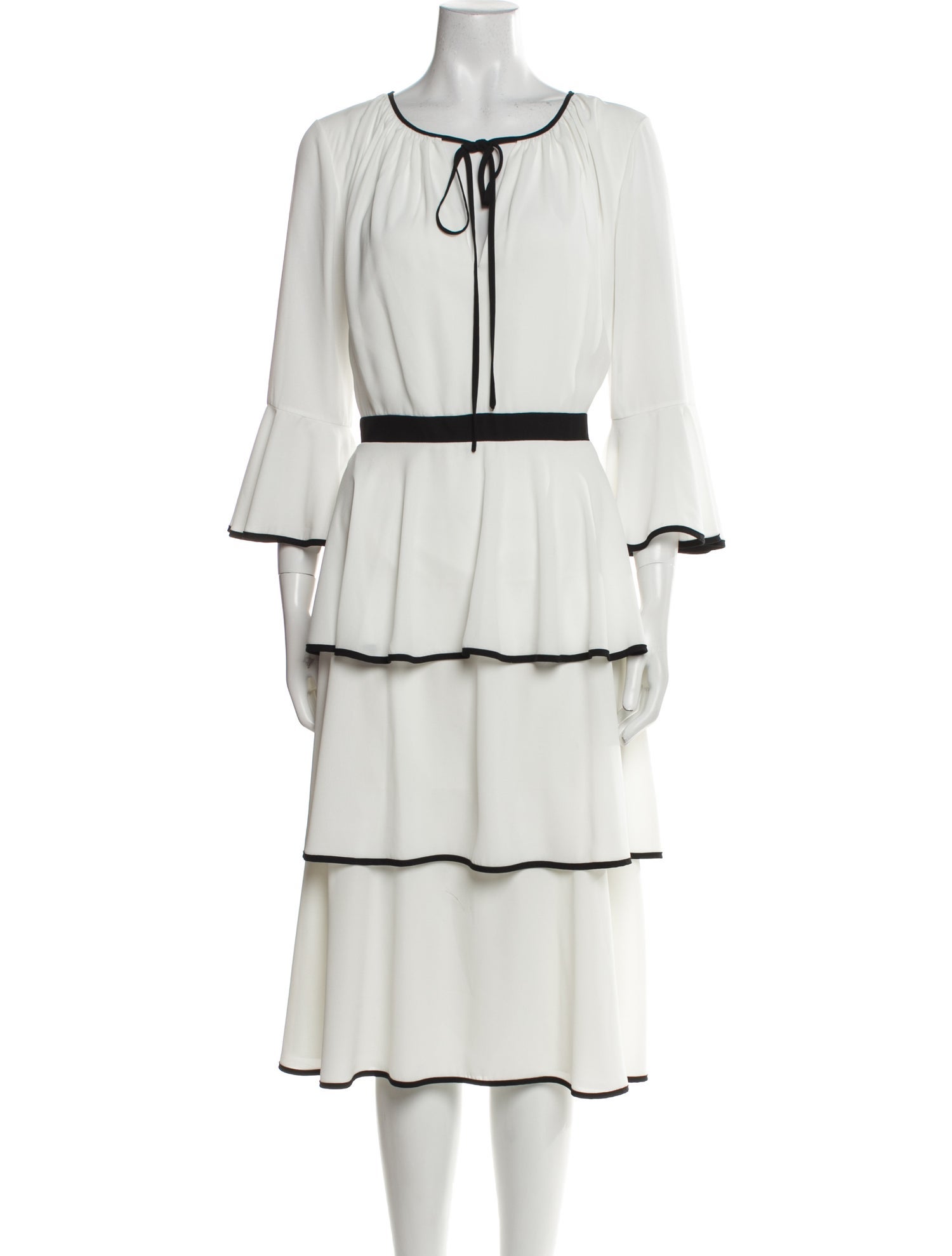 Mikael Aghal Scoop Neck Midi Length Dress