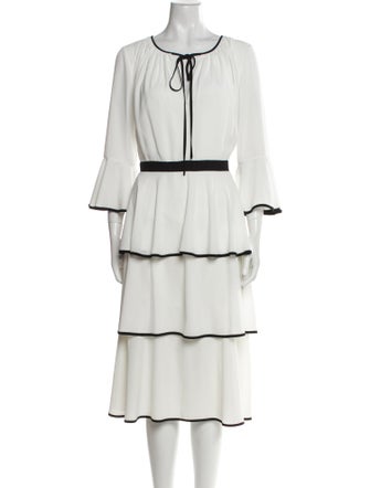 Mikael Aghal Scoop Neck Midi Length Dress