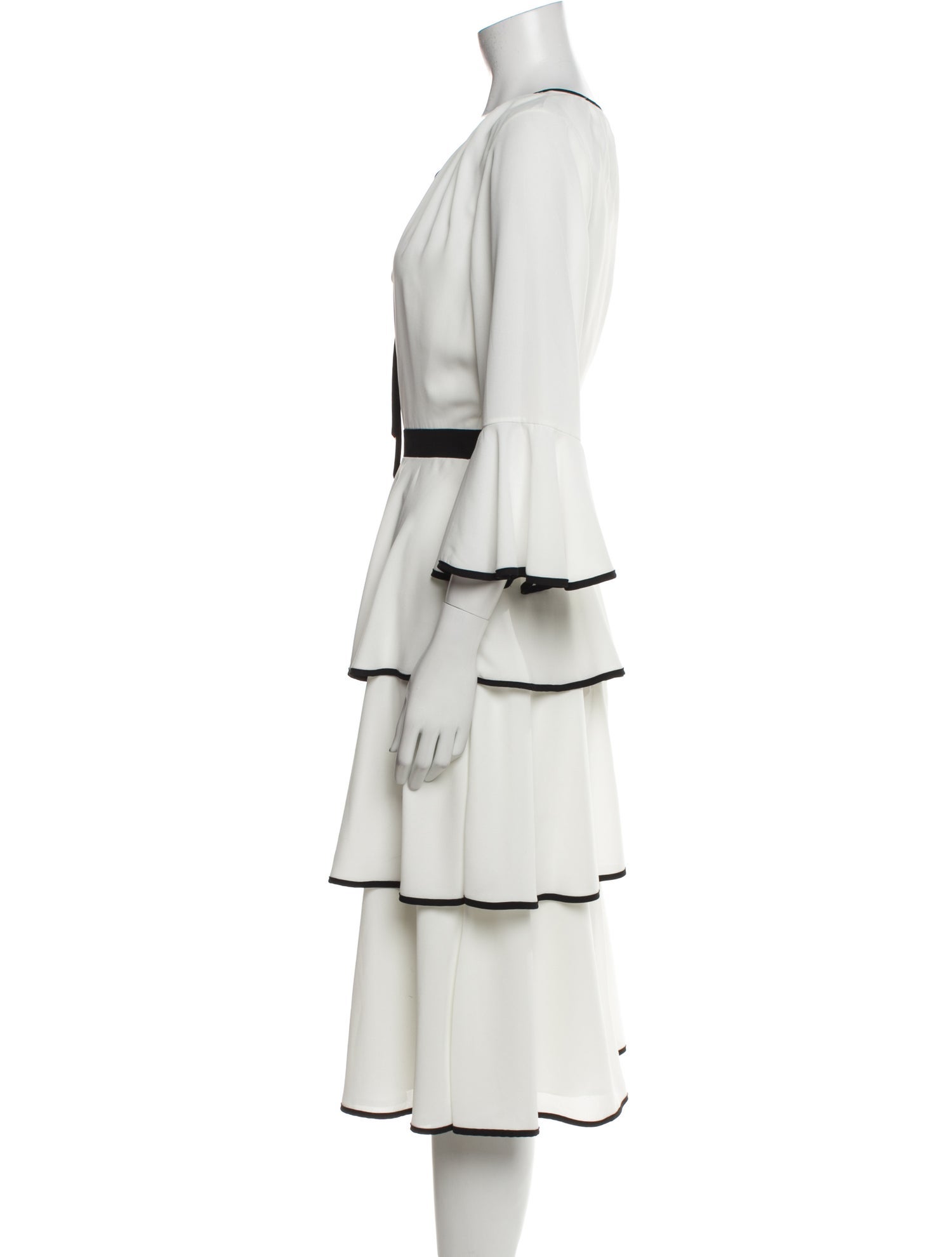 Mikael Aghal Scoop Neck Midi Length Dress