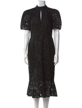 Mikael Aghal Lace Pattern Midi Length Dress