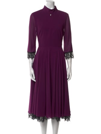 Mikael Aghal Mock Neck Midi Length Dress