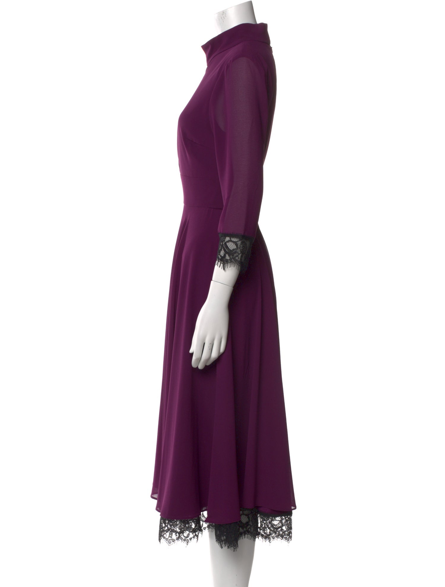 Mikael Aghal Mock Neck Midi Length Dress
