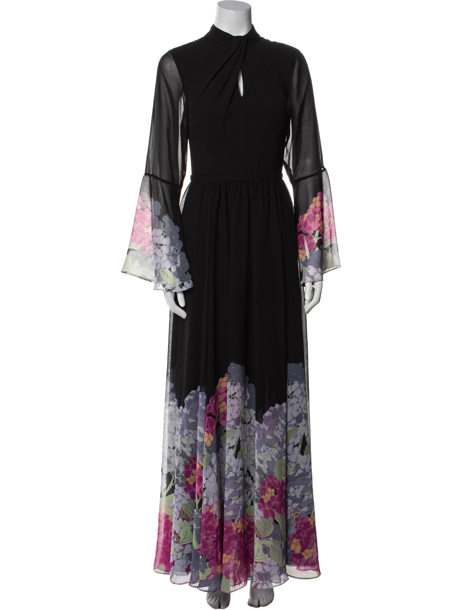 Mikael Aghal Floral Print Long Dress