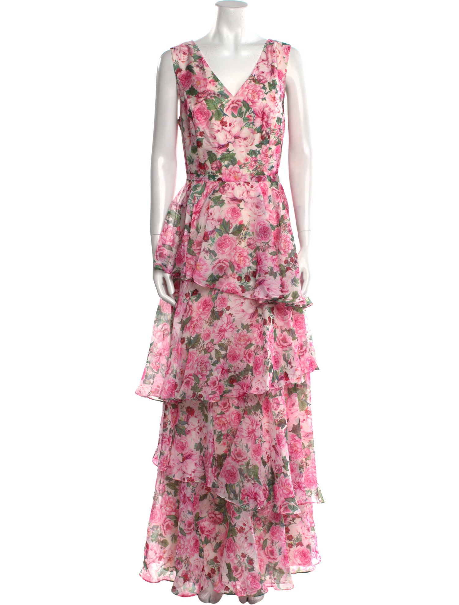 Mikael Aghal Floral Print Long Dress w/ Tags