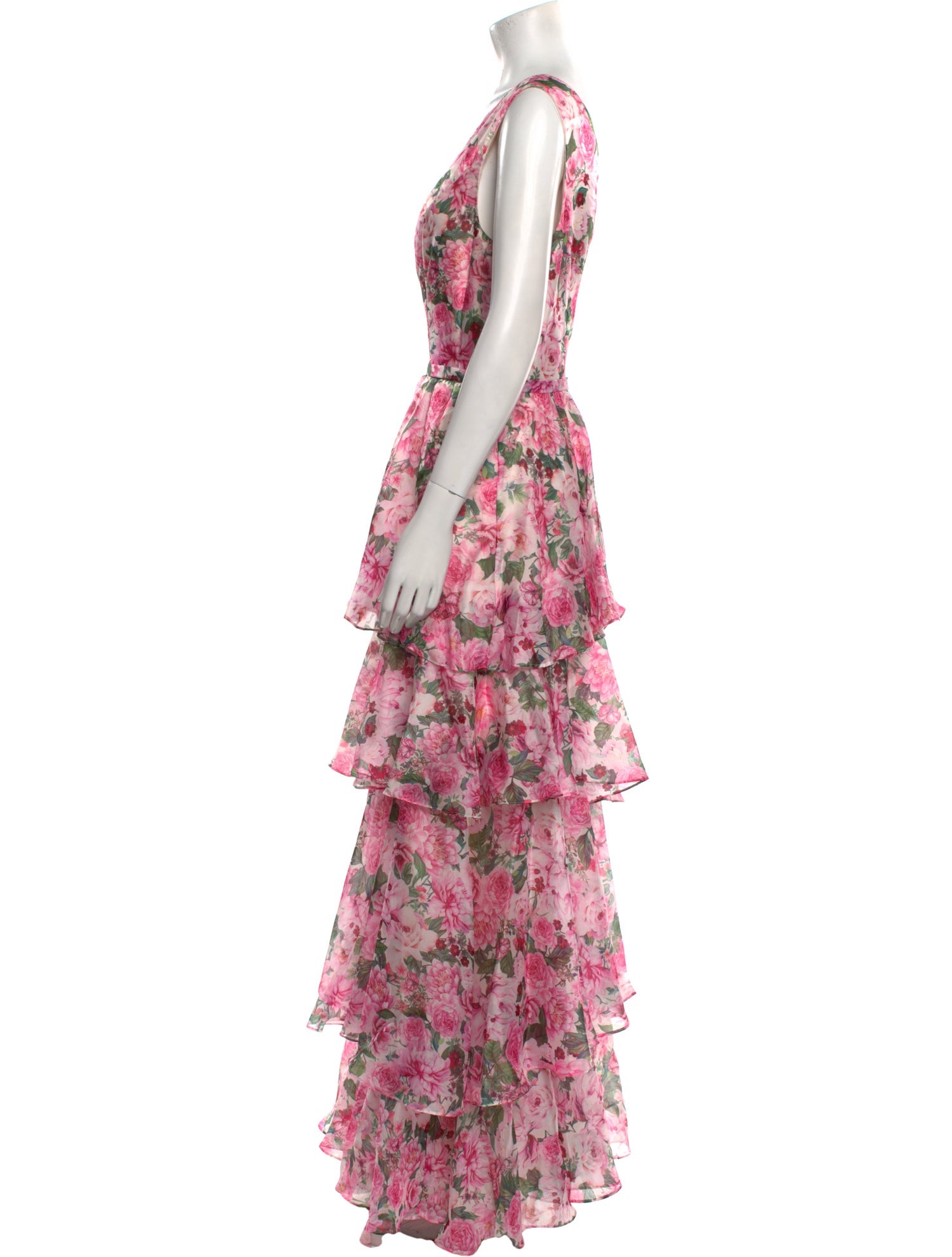 Mikael Aghal Floral Print Long Dress w/ Tags