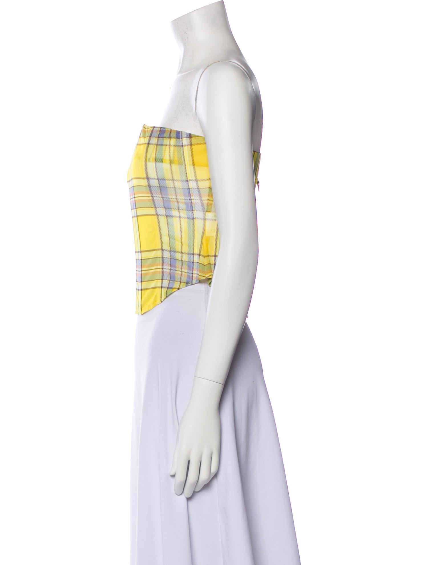 Miaou Plaid Print Strapless Crop Top