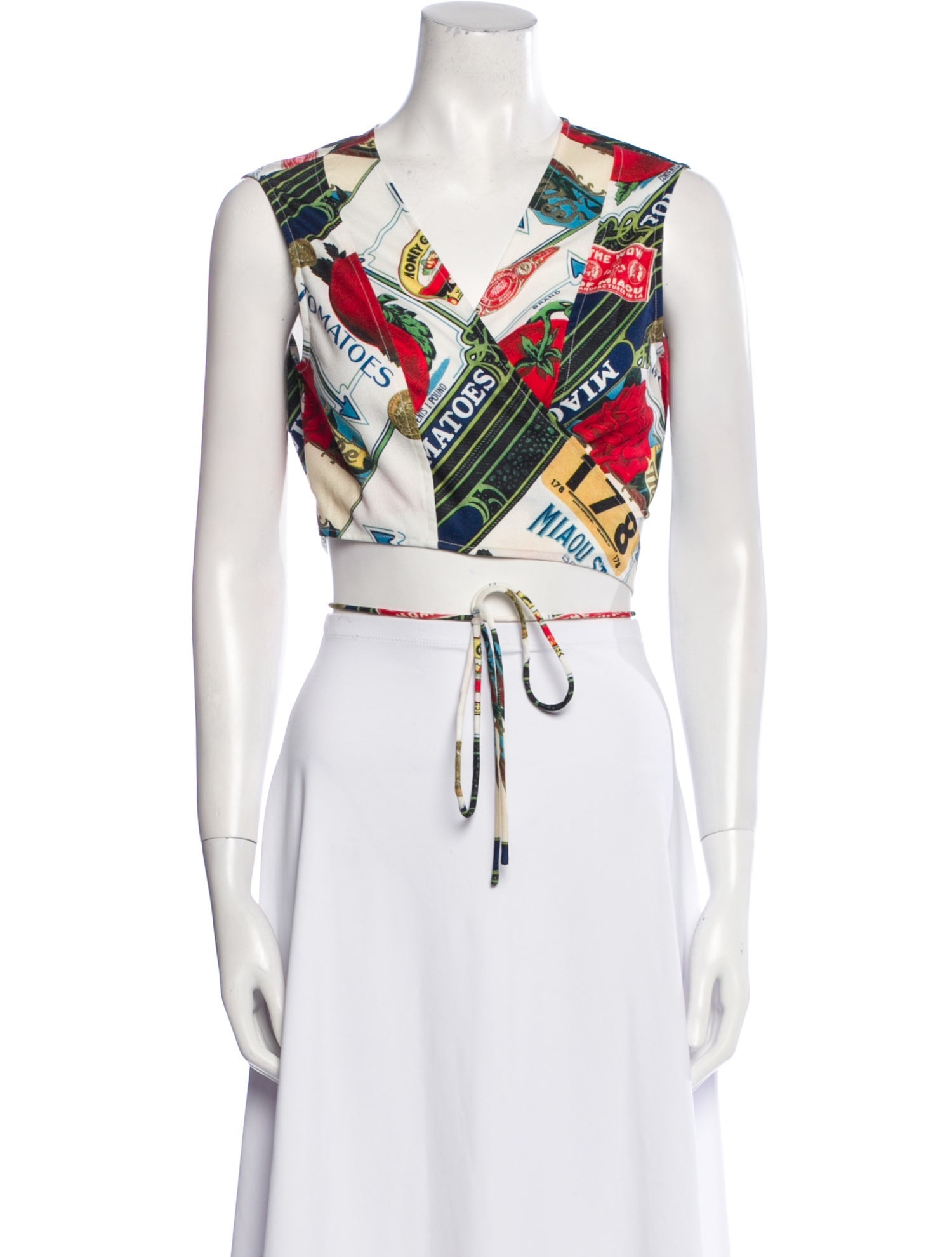 Miaou Printed V-Neck Crop Top