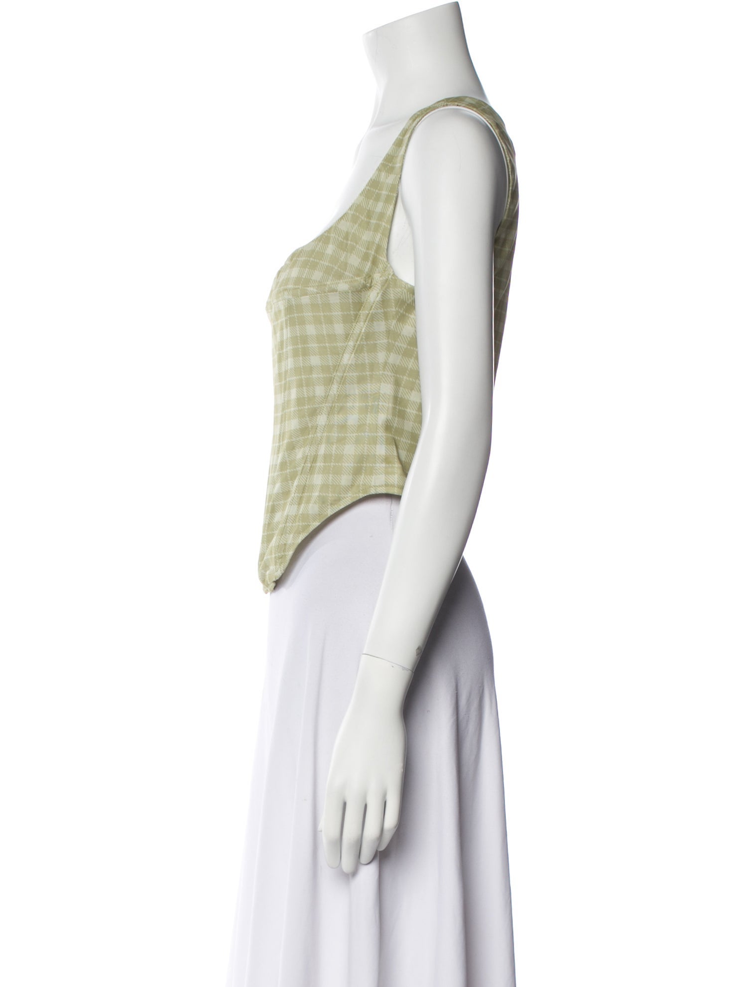 Miaou Plaid Print Square Neckline Crop Top w/ Tags