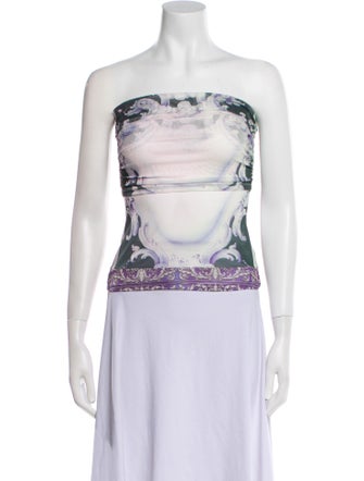 Miaou Printed Strapless Crop Top