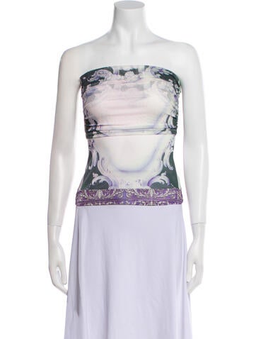 Miaou Tops Printed Strapless Crop Top L