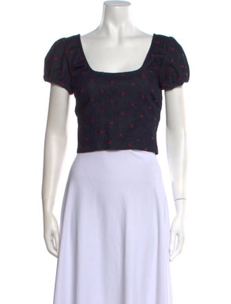 Miaou Floral Print Square Neckline Crop Top