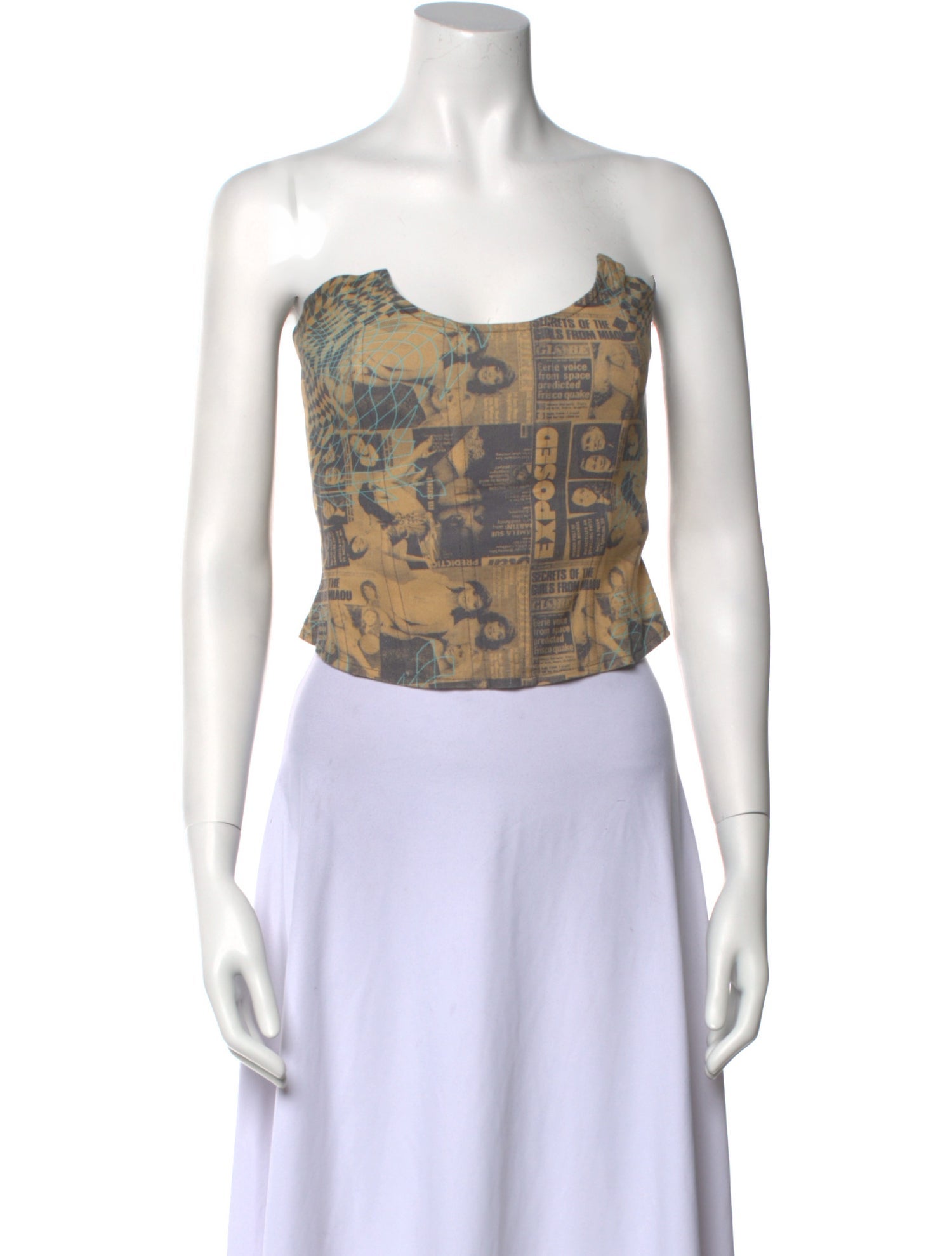 Miaou Printed Strapless Crop Top