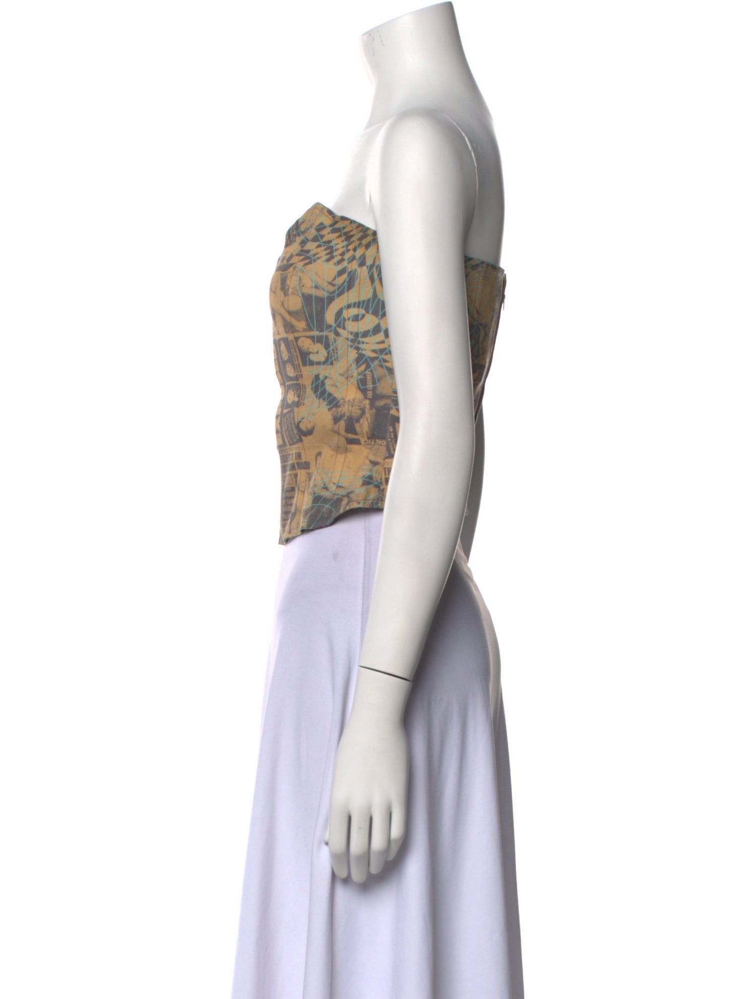 Miaou Printed Strapless Crop Top