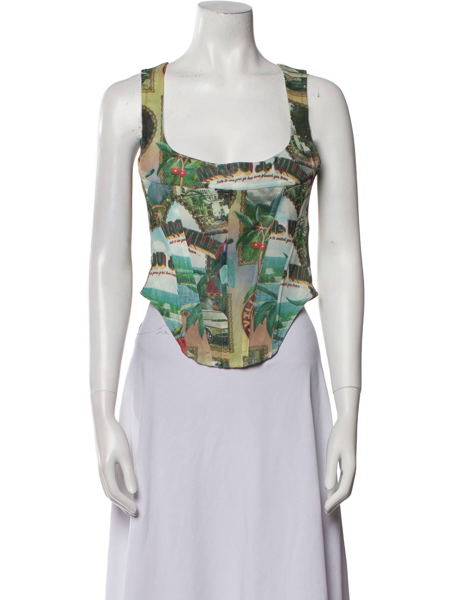 Miaou Printed Scoop Neck Top