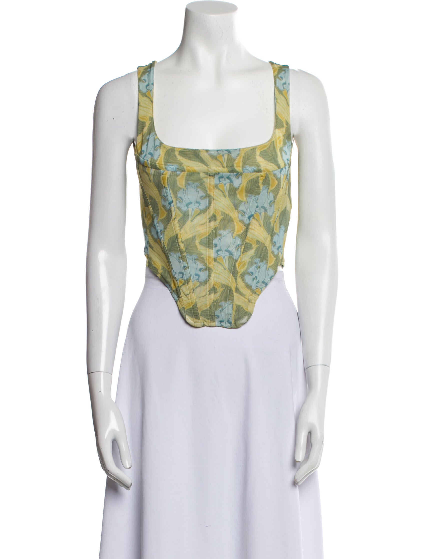 Miaou Printed Square Neckline Crop Top