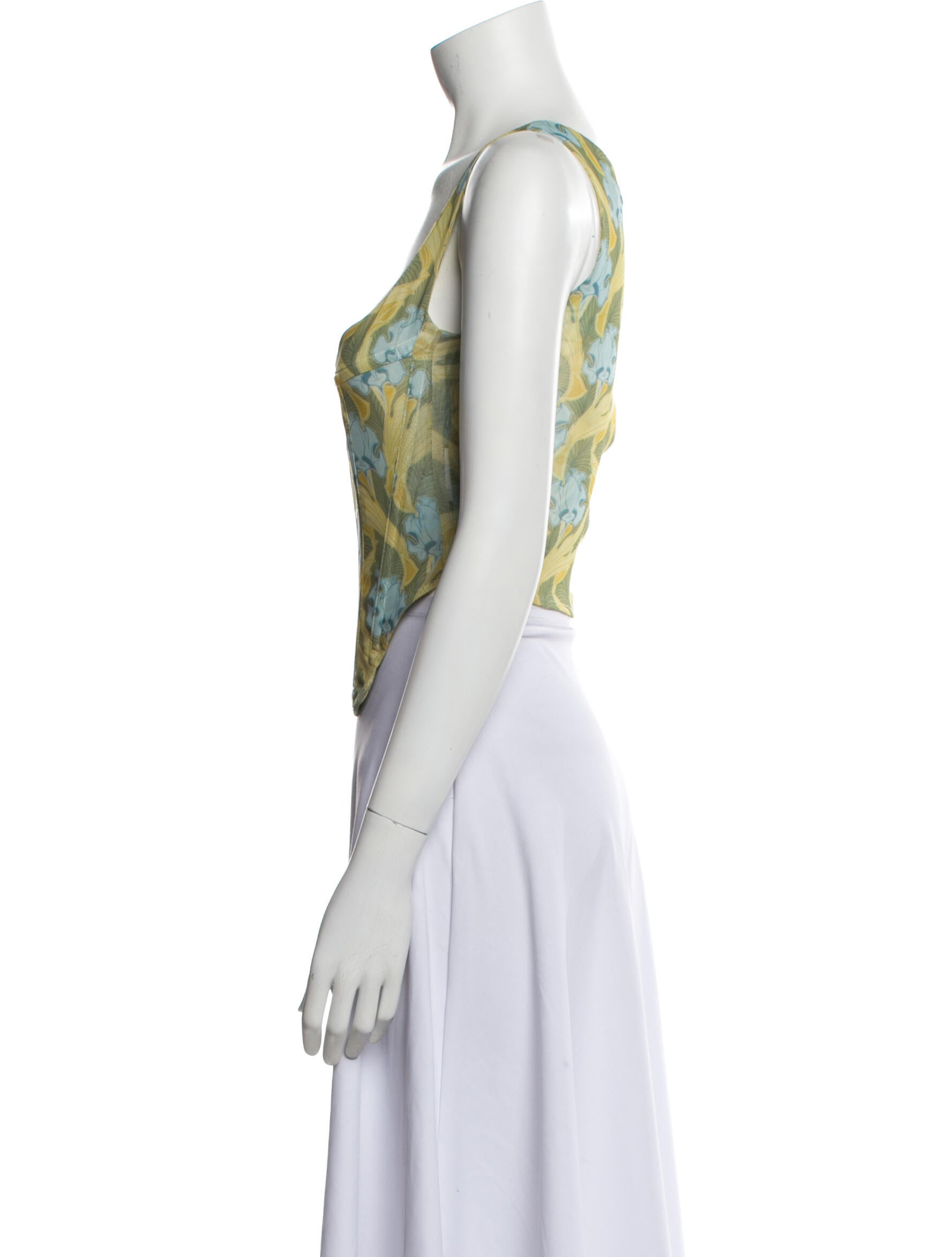 Miaou Printed Square Neckline Crop Top