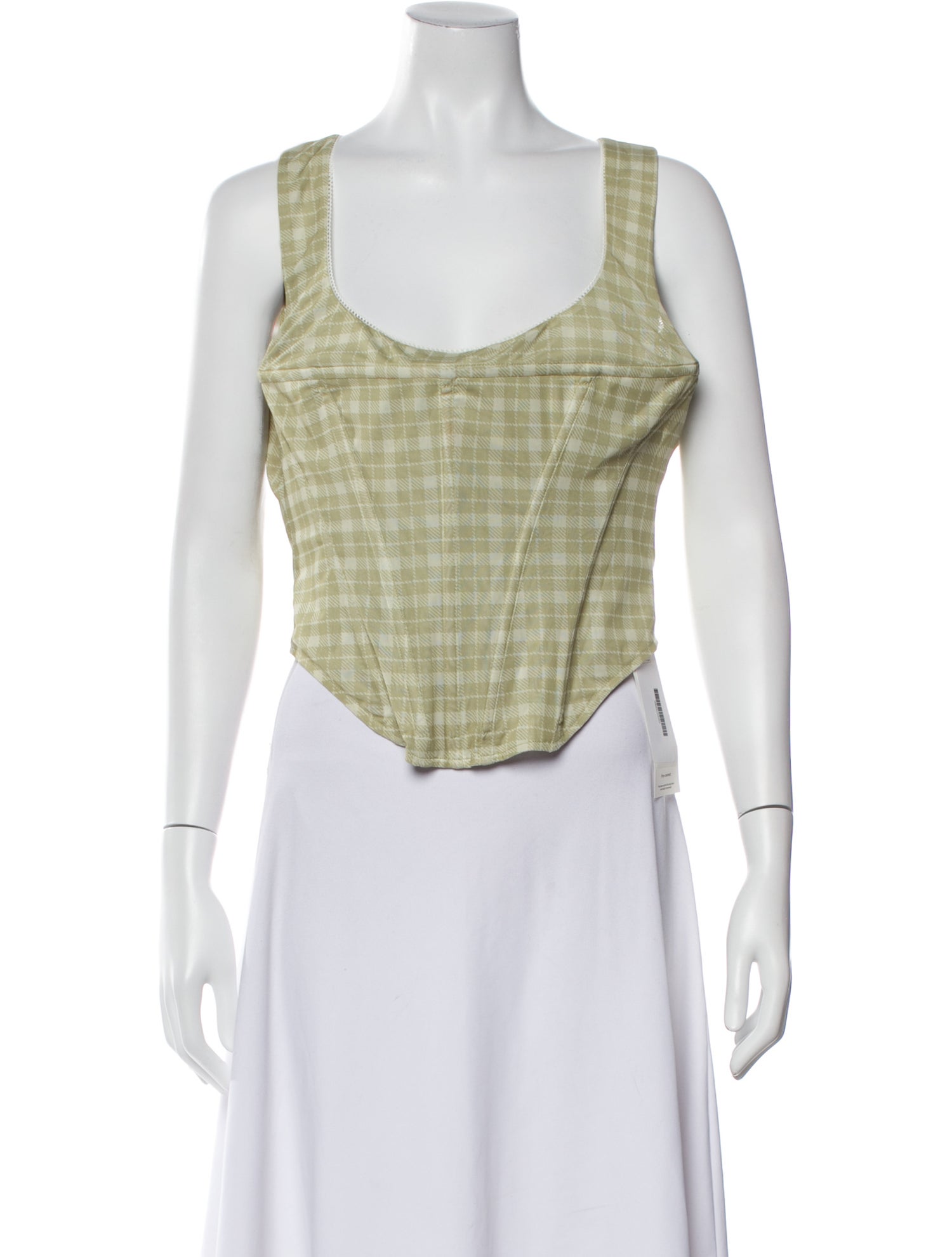 Miaou Plaid Print Scoop Neck Crop Top