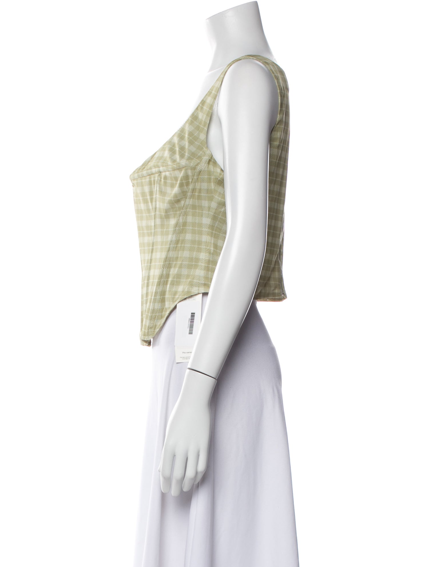 Miaou Plaid Print Scoop Neck Crop Top