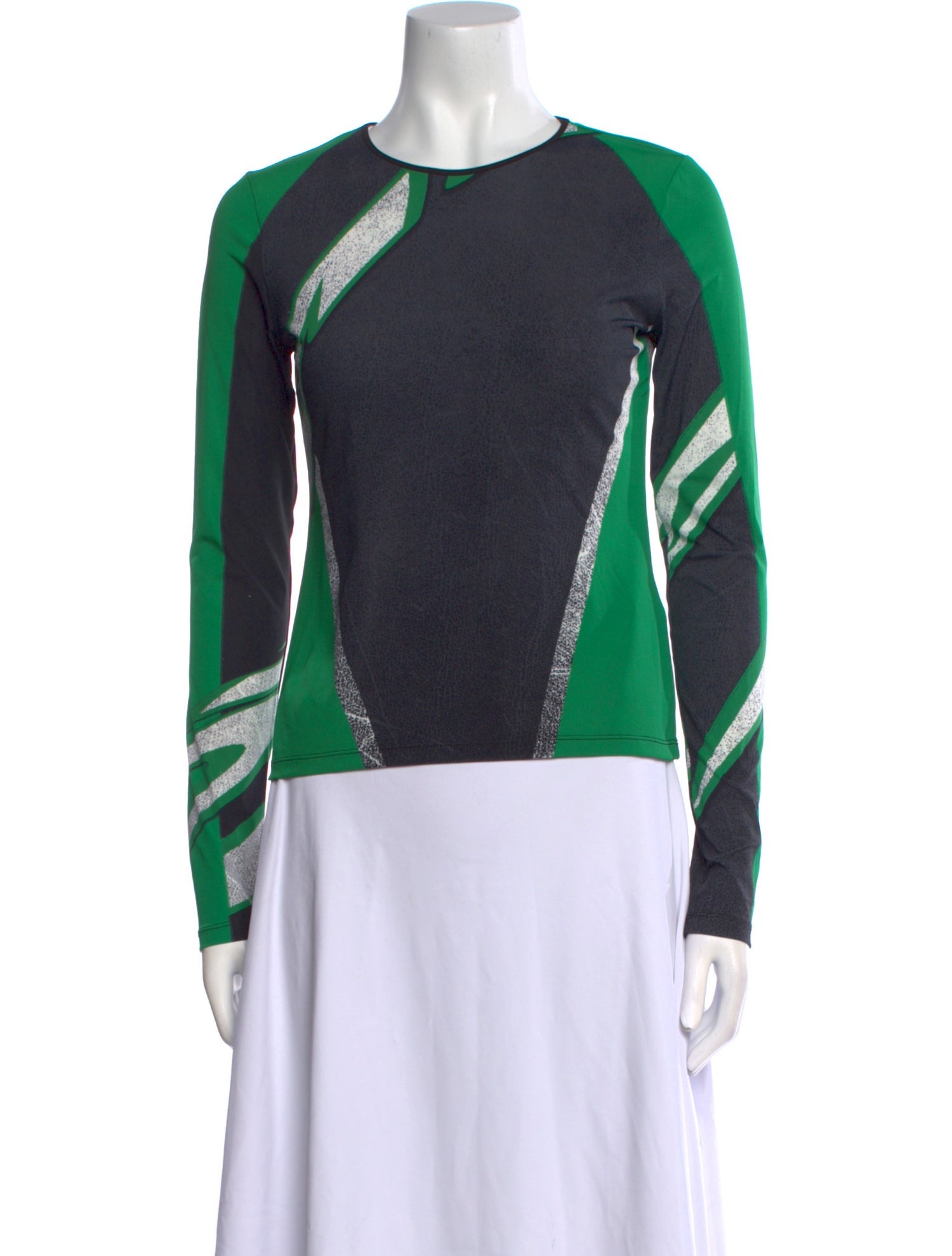 Miaou Colorblock Pattern Crew Neck Sweatshirt