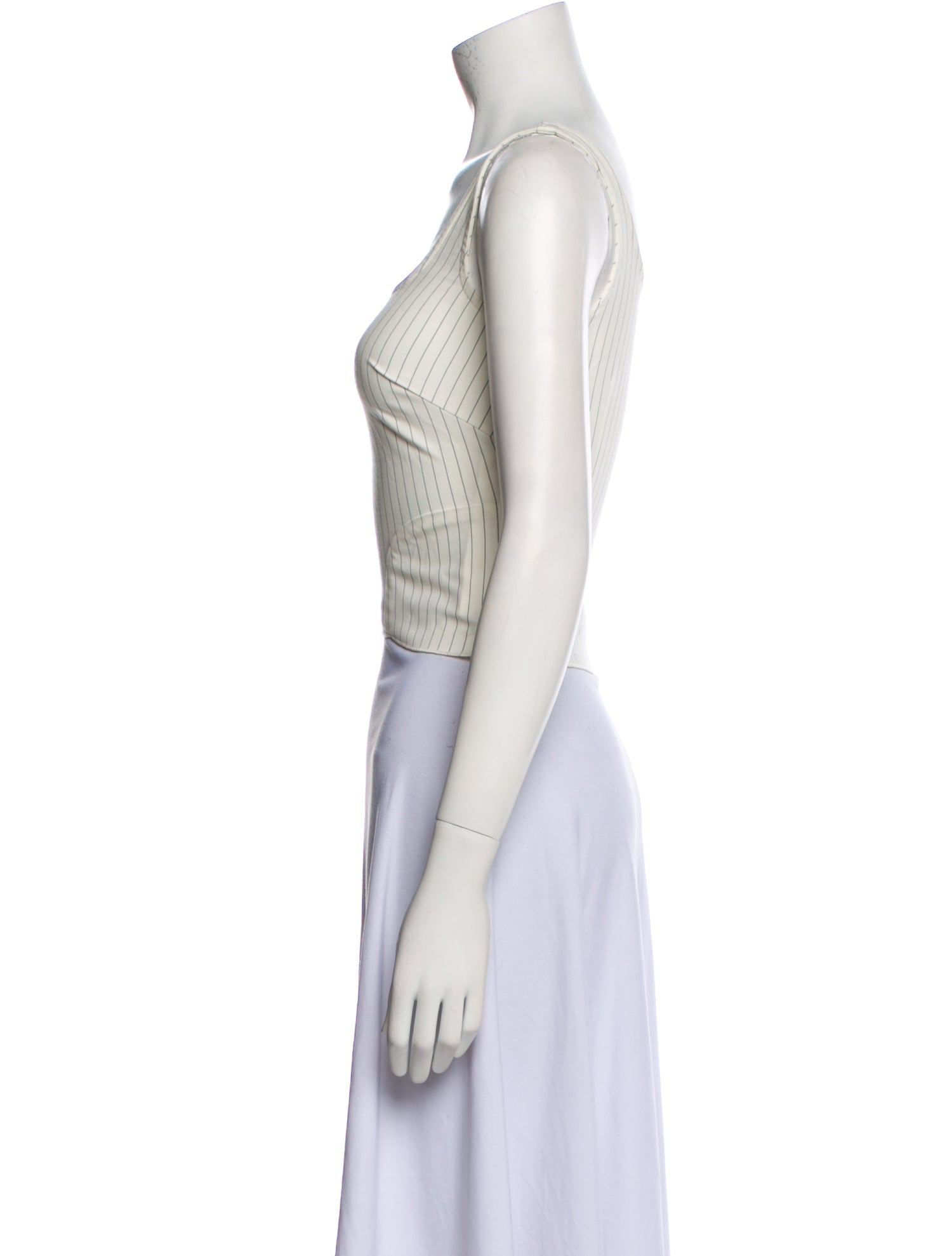 Miaou Striped Square Neckline Crop Top